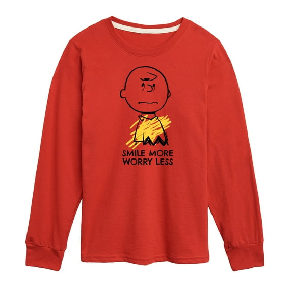 Peanuts - Smile More Worry Less - Youth Long Sleeve Tee