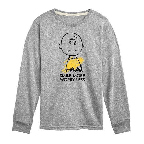 Peanuts - Smile More Worry Less - Youth Long Sleeve Tee