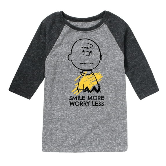 Peanuts - Smile More Worry Less - Youth Raglan Tee