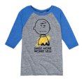 thumbnail image 1 of Peanuts - Smile More Worry Less - Youth Raglan Tee, 1 of 5