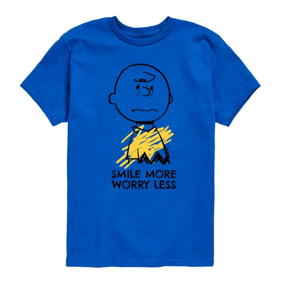 Peanuts - Smile More Worry Less - Youth Short Sleeve Tee