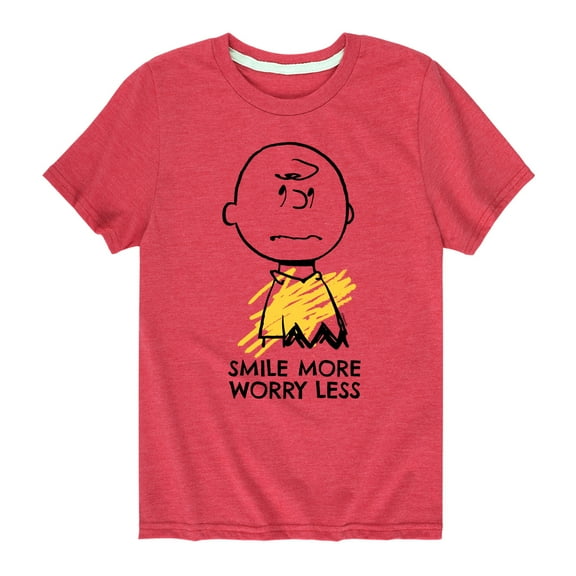 Peanuts - Smile More Worry Less - Youth Short Sleeve Tee