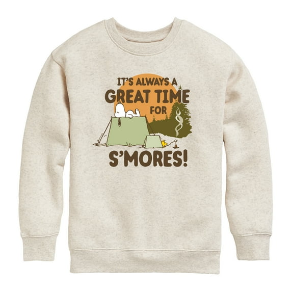 Peanuts - Smores Snoopy Woodstock - Toddler & Youth Crewneck Fleece Sweatshirt