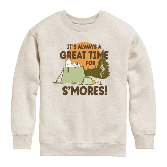 Peanuts - Smores Snoopy Woodstock - Toddler & Youth Crewneck Fleece Sweatshirt