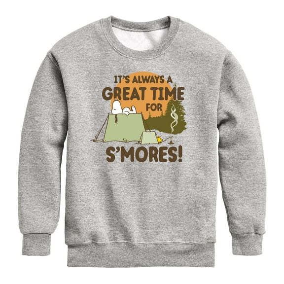 Peanuts - Smores Snoopy Woodstock - Toddler & Youth Crewneck Fleece Sweatshirt