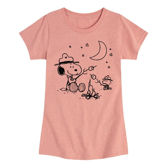 Peanuts - Snooping Camping - Toddler And Youth Girls Short Sleeve Graphic T-Shirt