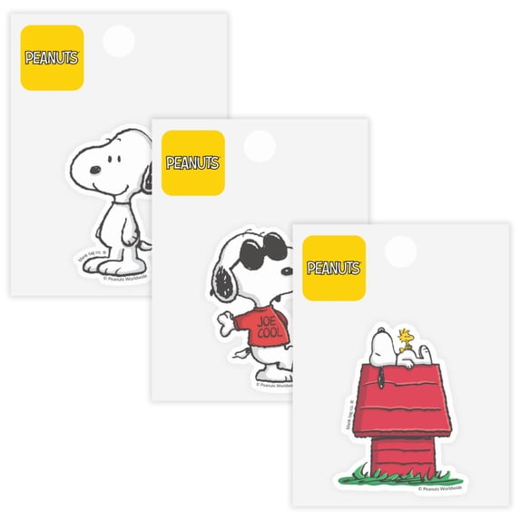 Peanuts® Snoopy 3-Pack Sticker Bundle - Waterproof Stickers for Water Bottles and Laptops