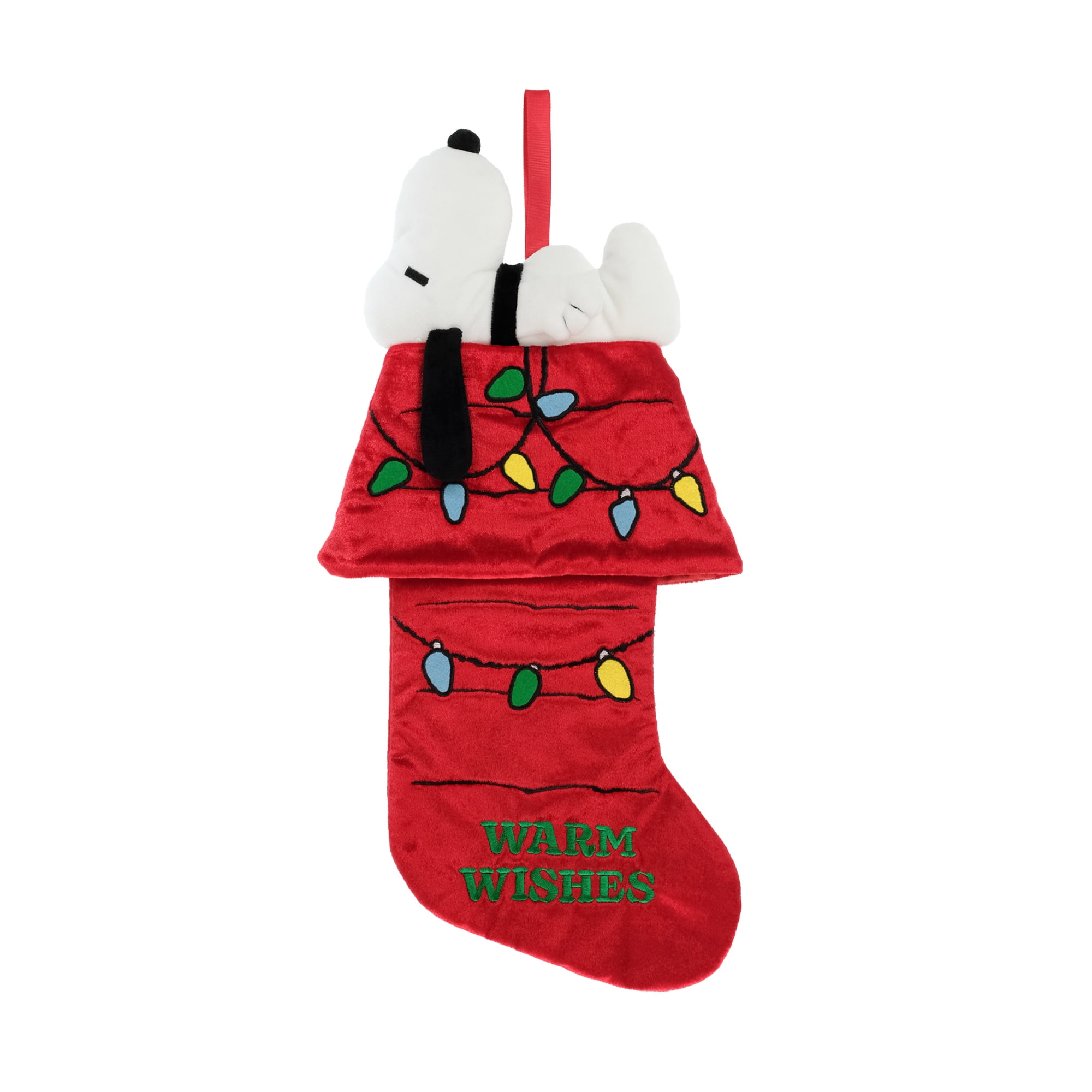 Peanuts, Snoopy 3D Plush Christmas Stocking, 20 inches Tall, Red