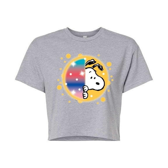 Peanuts - Snoopy Graffiti Peek - Juniors Cropped Cotton Blend T-Shirt