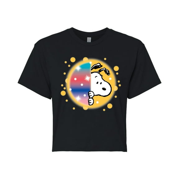 Peanuts - Snoopy Graffiti Peek - Juniors Cropped Cotton Blend T-Shirt