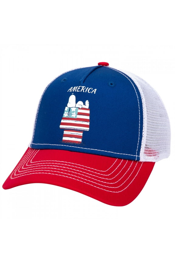 Snoopy American Flag House Adjustable Hat