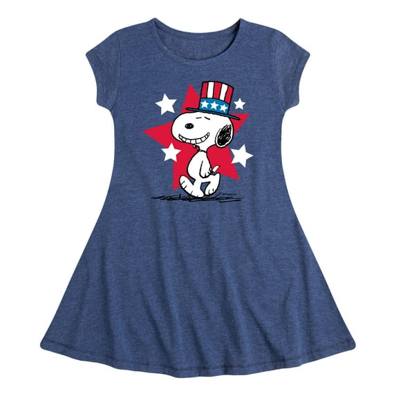 Peanuts - Snoopy Americana - Girls Fit And Flare Cap Sleeve Dress