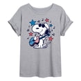 thumbnail image 1 of Peanuts - Snoopy Americana Guitar - Juniors Oversized Graphic T-Shirt, 1 of 5
