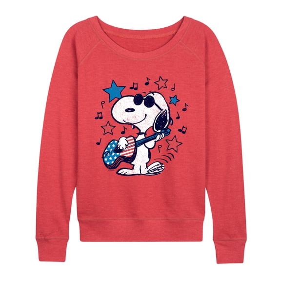 Peanuts - Snoopy Americana Guitar - Women's French Terry Long Sleeve Pullover