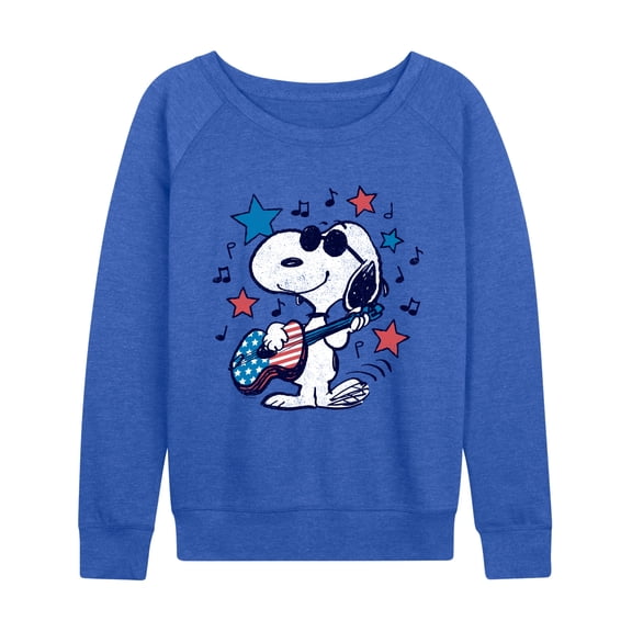 Peanuts - Snoopy Americana Guitar - Women's French Terry Long Sleeve Pullover