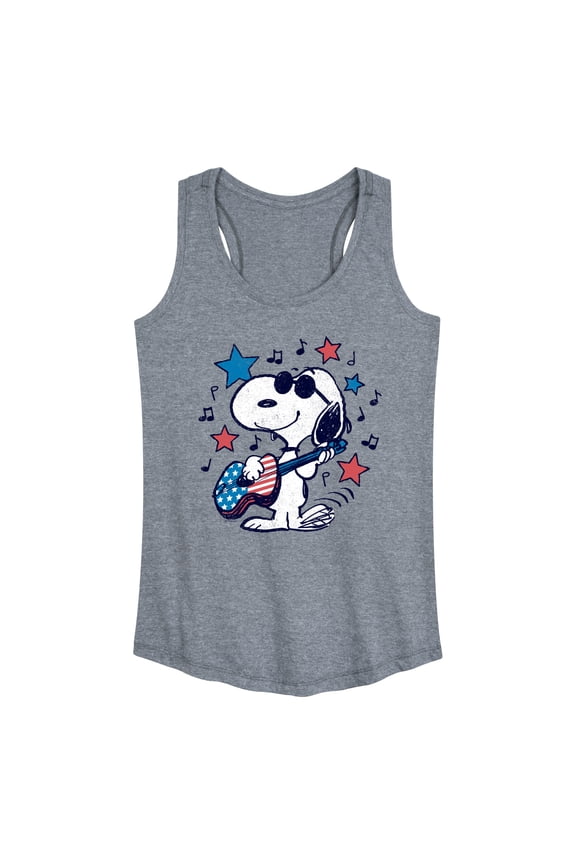- Snoopy Americana Guitar - Women's Racerback Graphic Tank