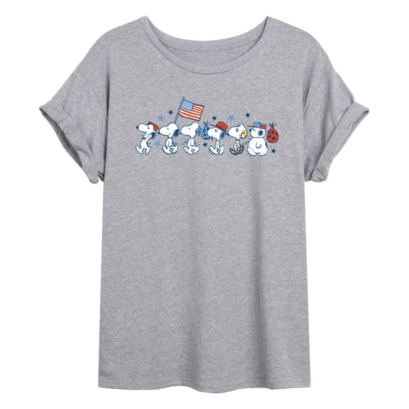 Peanuts - Snoopy Americana Lineup - Juniors Oversized Graphic T-Shirt