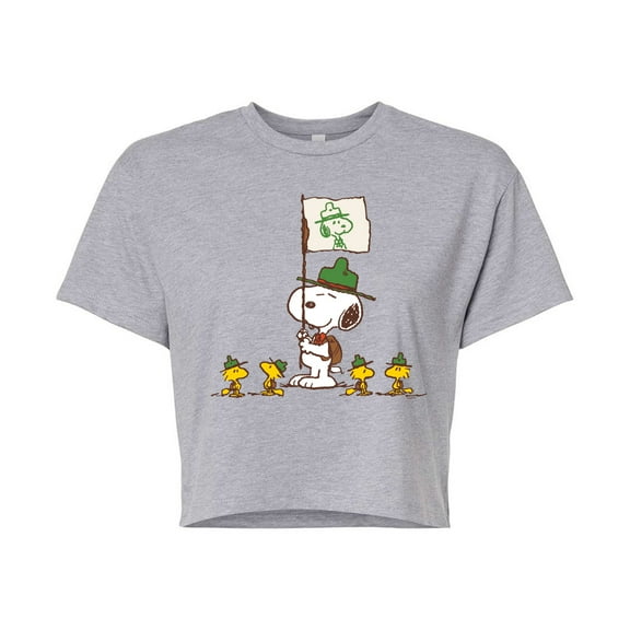 Peanuts - Snoopy And Group - Juniors Cropped Cotton Blend T-Shirt