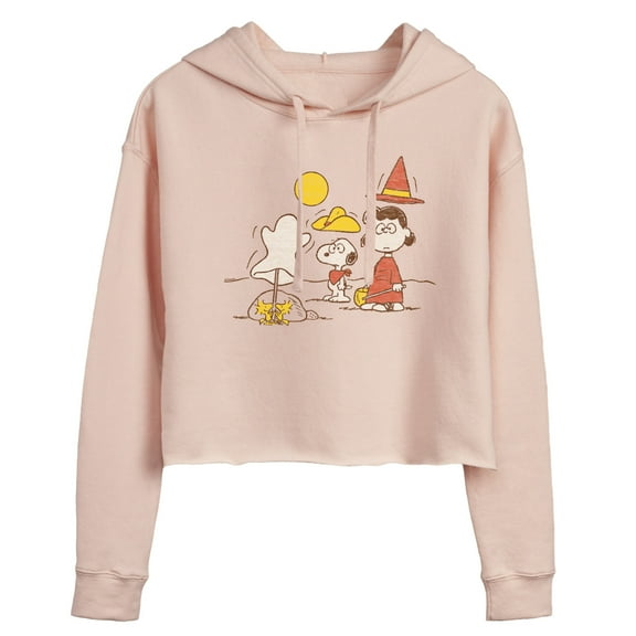 Peanuts - Snoopy And Lucy - Juniors Cropped Pullover Hoodie