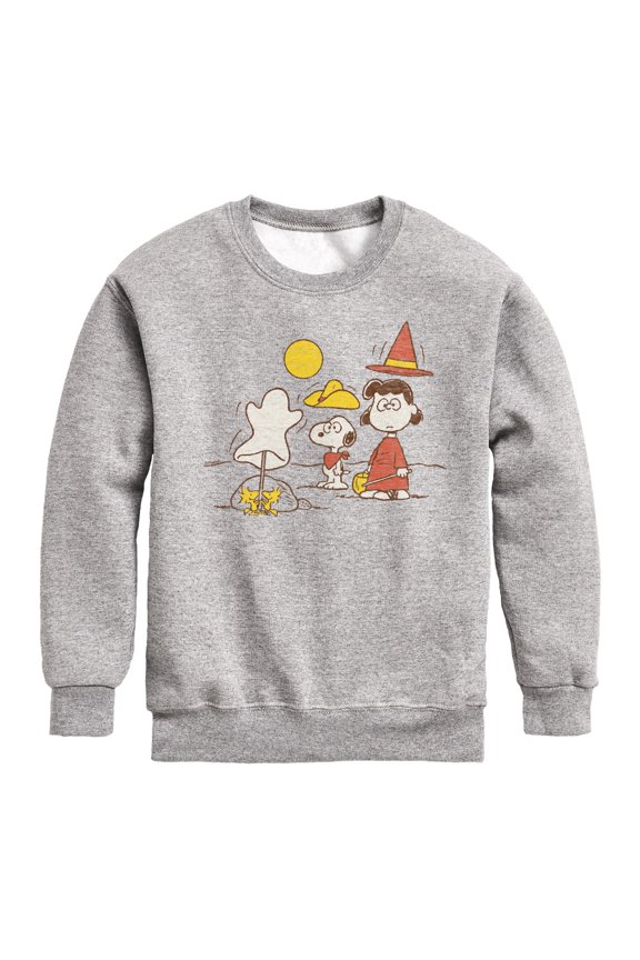 - Snoopy And Lucy Graphic Long Sleeve Fleece Sweatshirt