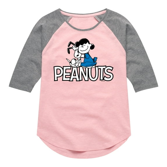 Peanuts - Snoopy And Lucy - Toddler & Youth Girls Raglan Graphic T-Shirt