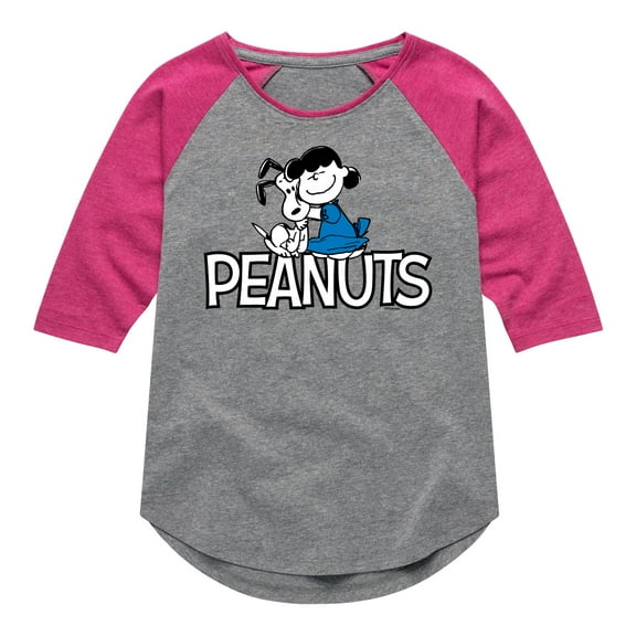 Peanuts - Snoopy And Lucy - Toddler & Youth Girls Raglan Graphic T-Shirt