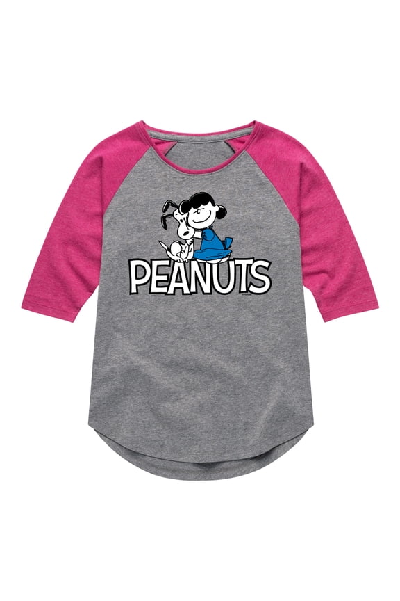 - Snoopy And Lucy - Toddler & Youth Girls Raglan Graphic T-Shirt