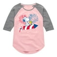 thumbnail image 1 of Peanuts - Snoopy And Woodstock Fireworks  - Toddler & Youth Girls Raglan Graphic T-Shirt, 1 of 5