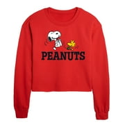 HYBRID APPAREL Peanuts - Snoopy And Woodstock - Juniors Crop Crew Neck Sweatshirt