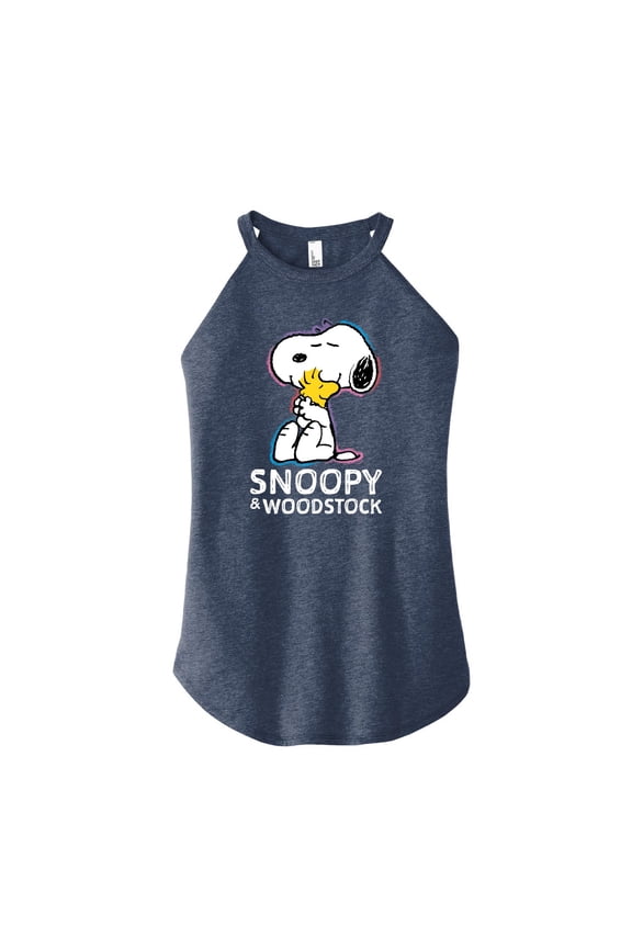 - Snoopy And Woodstock - Juniors High Neck Tank Top