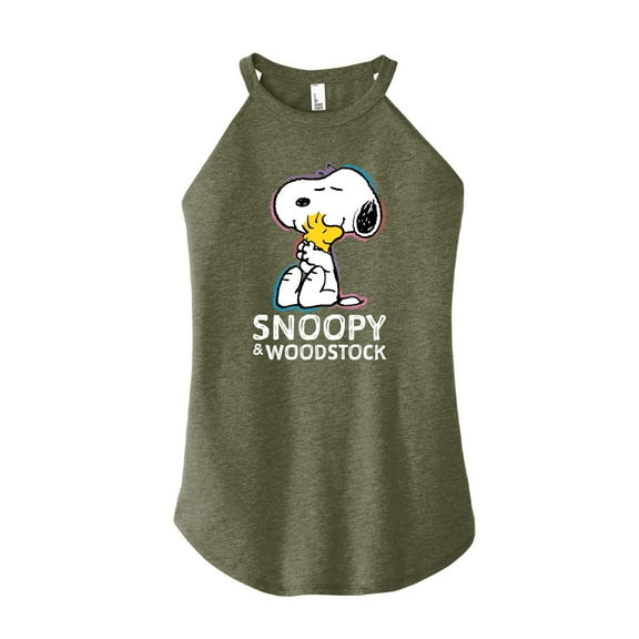 Peanuts - Snoopy And Woodstock - Juniors High Neck Tank Top