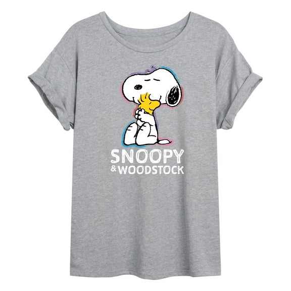 Peanuts - Snoopy And Woodstock - Juniors Ideal Flowy Muscle T-Shirt