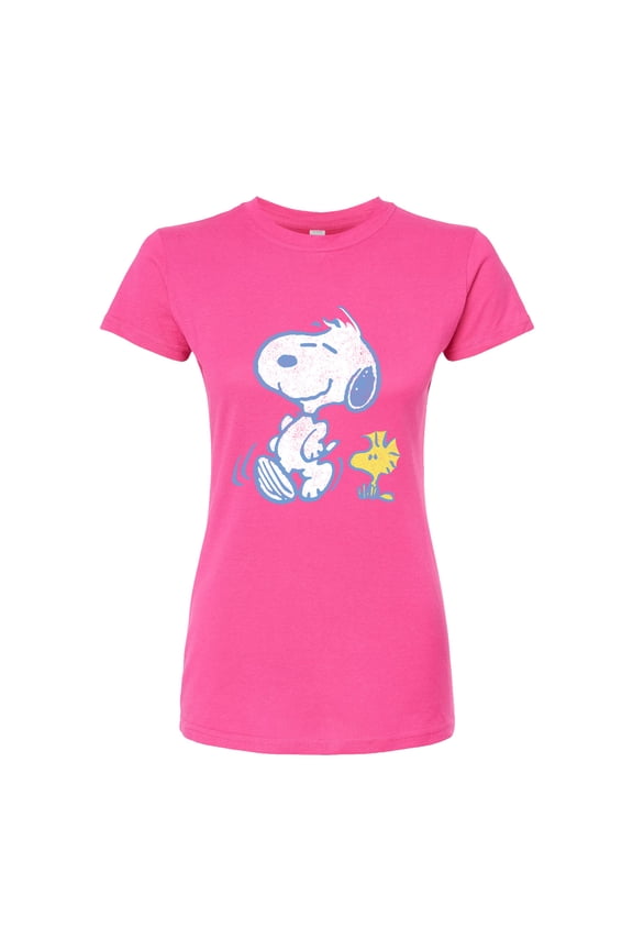- Snoopy And Woodstock Pastels - Juniors Fitted Tee