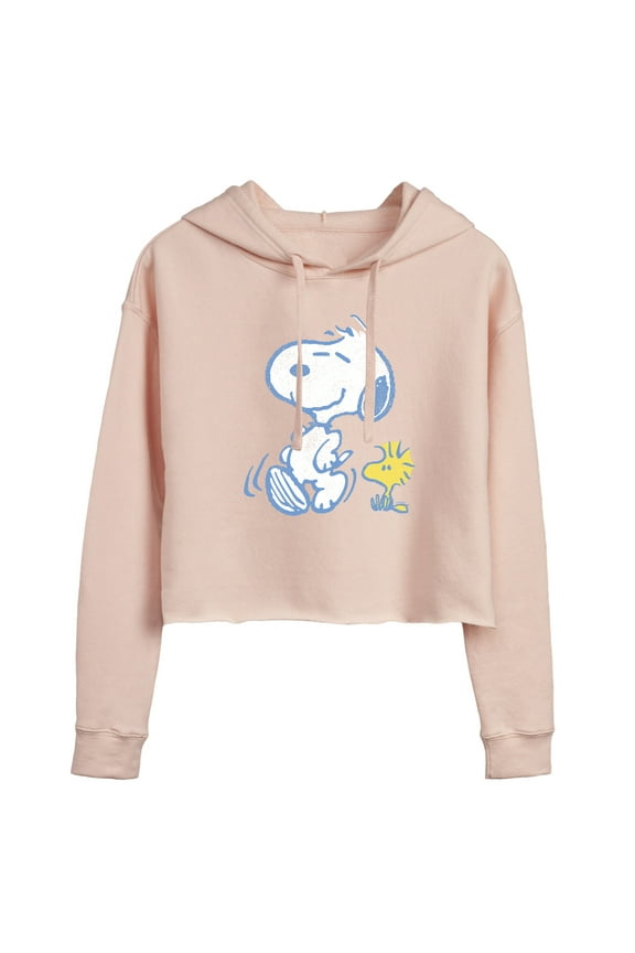 - Snoopy And Woodstock Pastels - Ladies Cropped Hoodie