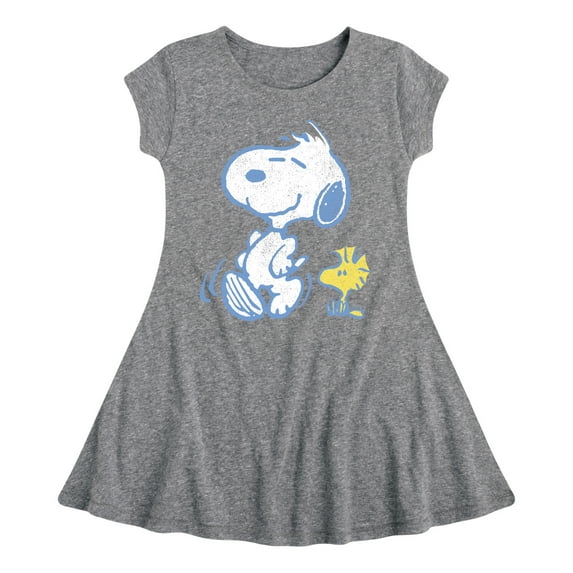 Peanuts - Snoopy And Woodstock Pastels - Toddler & Youth Girls Fit & Flare Dress