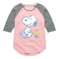 thumbnail image 1 of Peanuts - Snoopy And Woodstock Pastels - Toddler & Youth Girls Raglan Graphic T-Shirt, 1 of 5