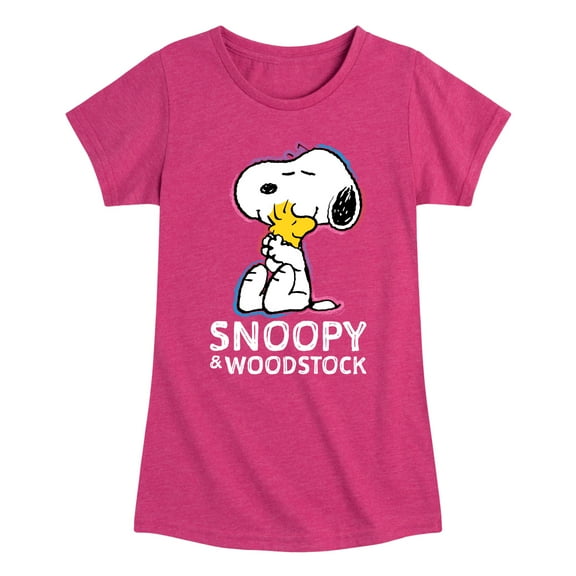 Peanuts - Snoopy And Woodstock - Toddler & Youth Girls Short Sleeve Graphic T-Shirt