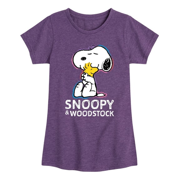 Peanuts - Snoopy And Woodstock - Toddler & Youth Girls Short Sleeve Graphic T-Shirt