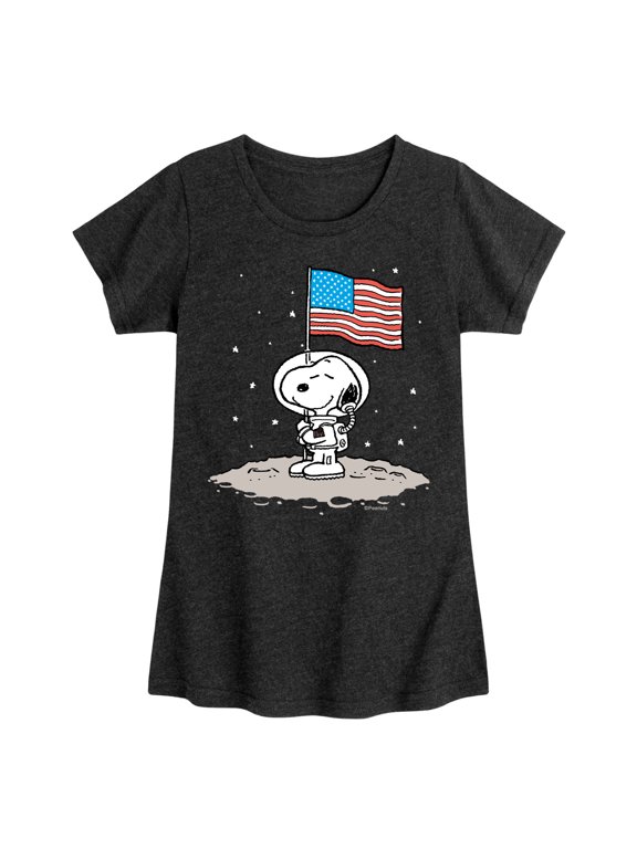 - Snoopy Astronaut Girls' Fitted Short Sleeve Graphic T-Shirt