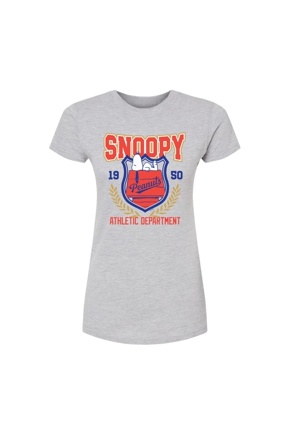 - Snoopy Athletic Dept - Juniors Fitted Graphic T-Shirt