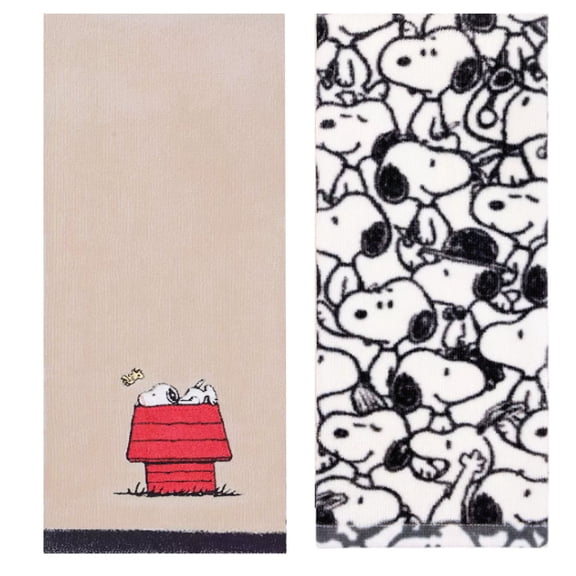 Peanuts Snoopy Bath Hand Towel Set, 2 Piece, 16 x 25 Inches, 100% Cotton
