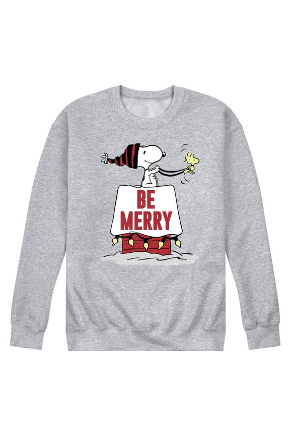 - Snoopy Be Merry - Men's Crew Neck Fleece Pullover