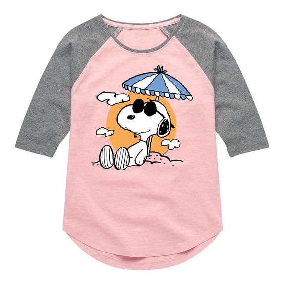 Peanuts - Snoopy Beach Day - Toddler And Youth Girls Raglan Graphic T-Shirt