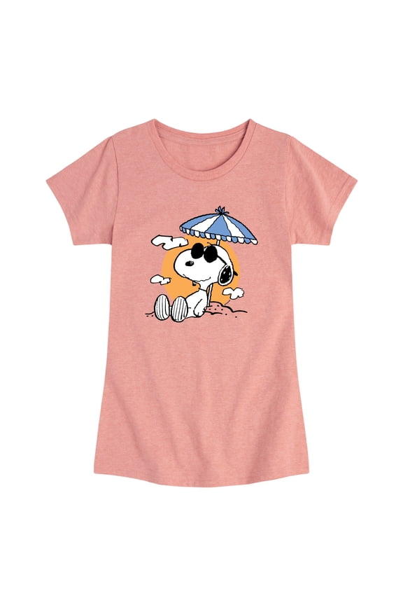 - Snoopy Beach Day - Toddler Girls Fitted Short Sleeve T-Shirt