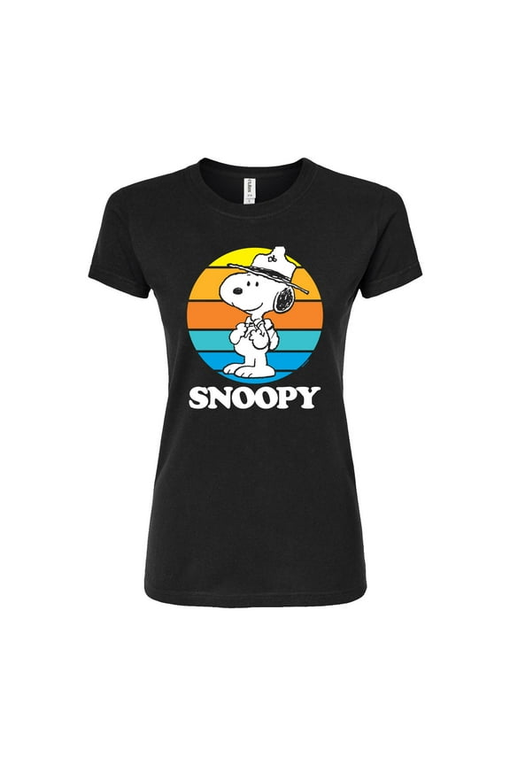 - Snoopy Beagle Scout Sunset - Juniors Fitted Graphic T-Shirt