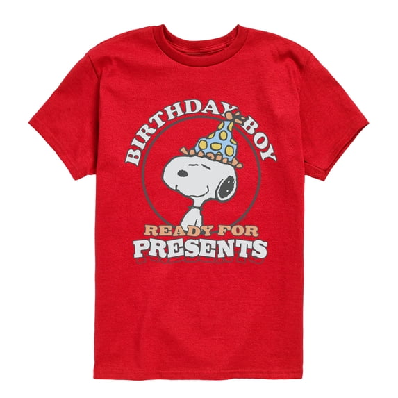 Peanuts - Snoopy Birthday Presents Boys' Short Sleeve Graphic T-Shirt