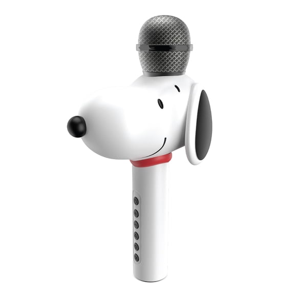 Peanuts Snoopy Bluetooth Karaoke Microphone Wireless Speaker with Sound Effects, FM Radio, Onboard Controls & Rechargeable Battery