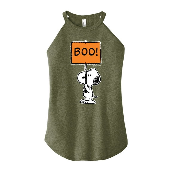 Peanuts - Snoopy Boo Sign - Juniors High Neck Tank Top