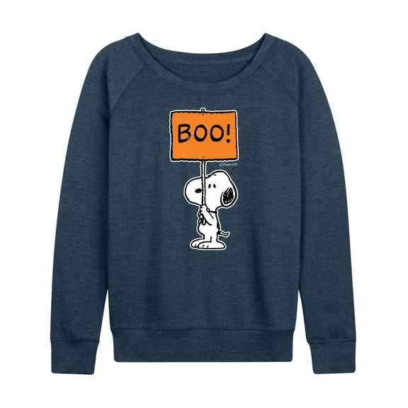 Peanuts - Snoopy Boo Sign - Women's Lightweight French Terry Long Sleeve Shirt