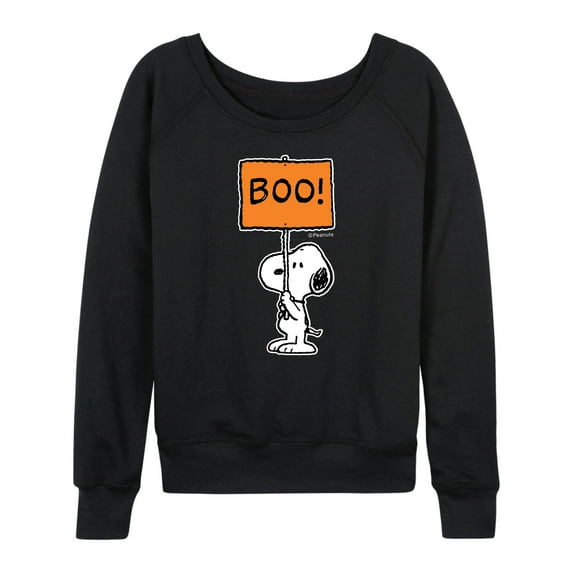 Peanuts - Snoopy Boo Sign - Women's Lightweight French Terry Long Sleeve Shirt